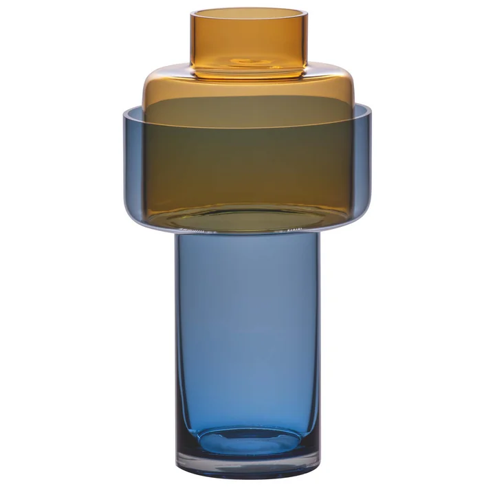 Remember - Glasvase Aura, Ø 17 x H 31 cm, blau / amber