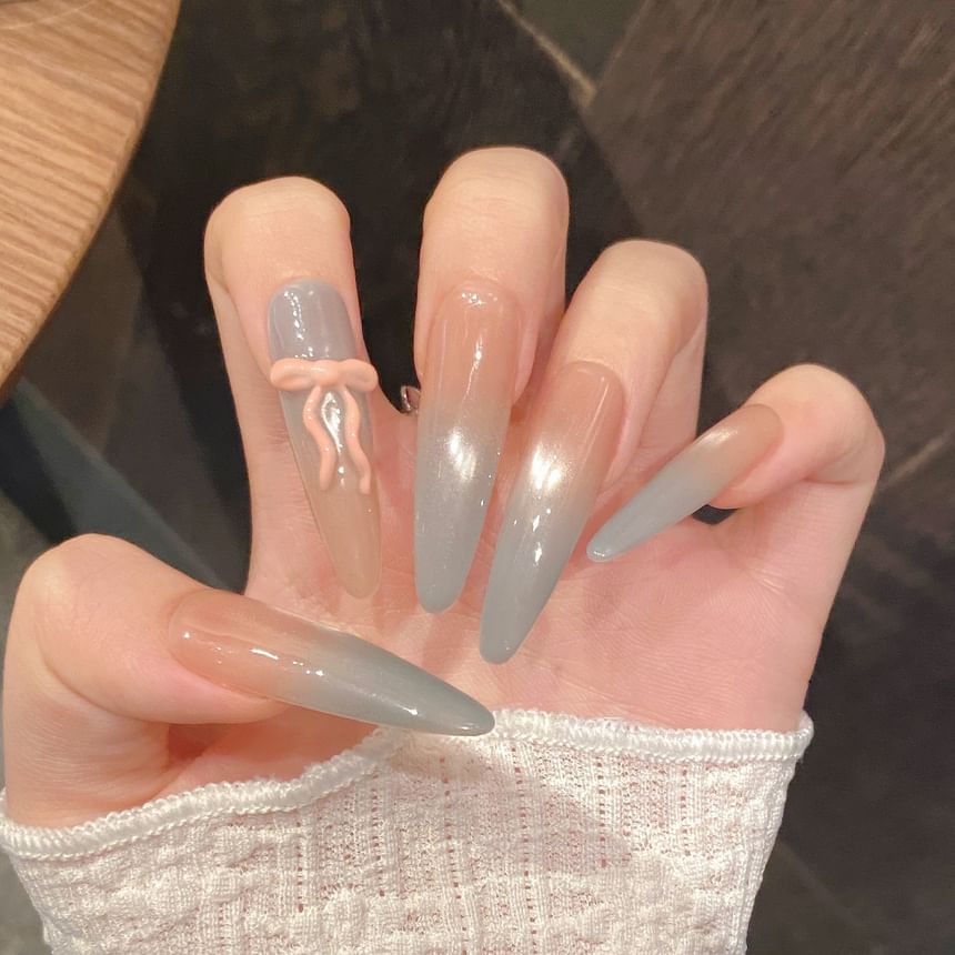 eovda - Bow Gradient Almond Press On Nail / Oval Press On Nail (Diverse ontwerpen)