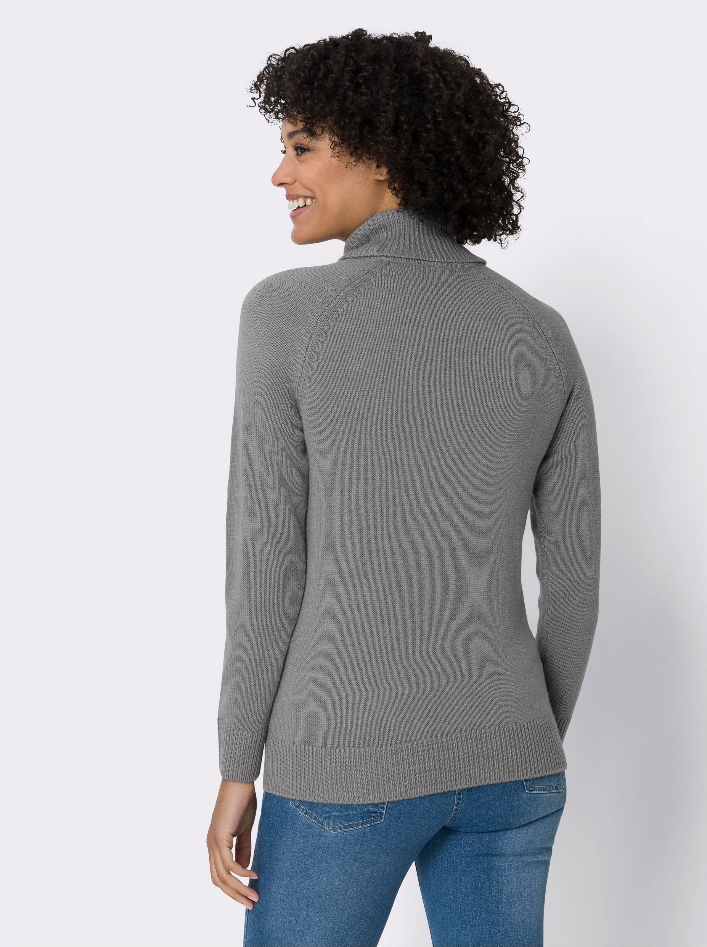 Rollkragenpullover mit Zierband-Detail