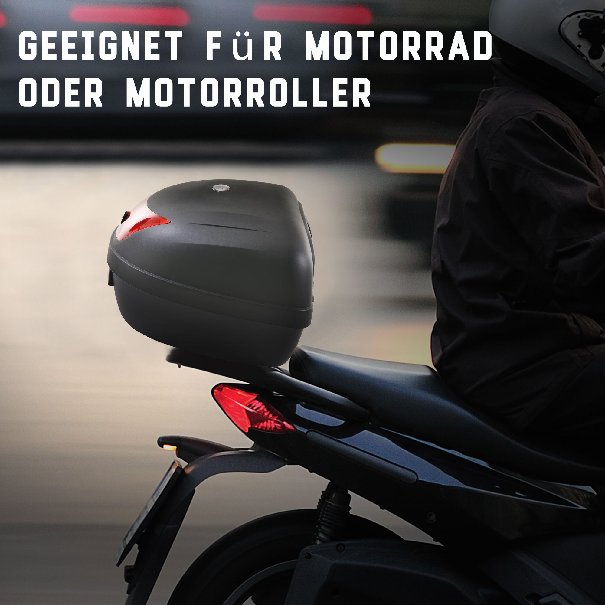HOMCOM Motorradkoffer für Roller und Mofas schwarz 59 x 43 x 33 cm (LxBxH)