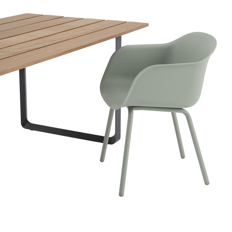 Muuto Fiber tuinstoel met armleuning groen