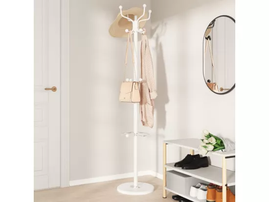 Porte-manteau avec porte-parapluie blanc fer enduit de poudre