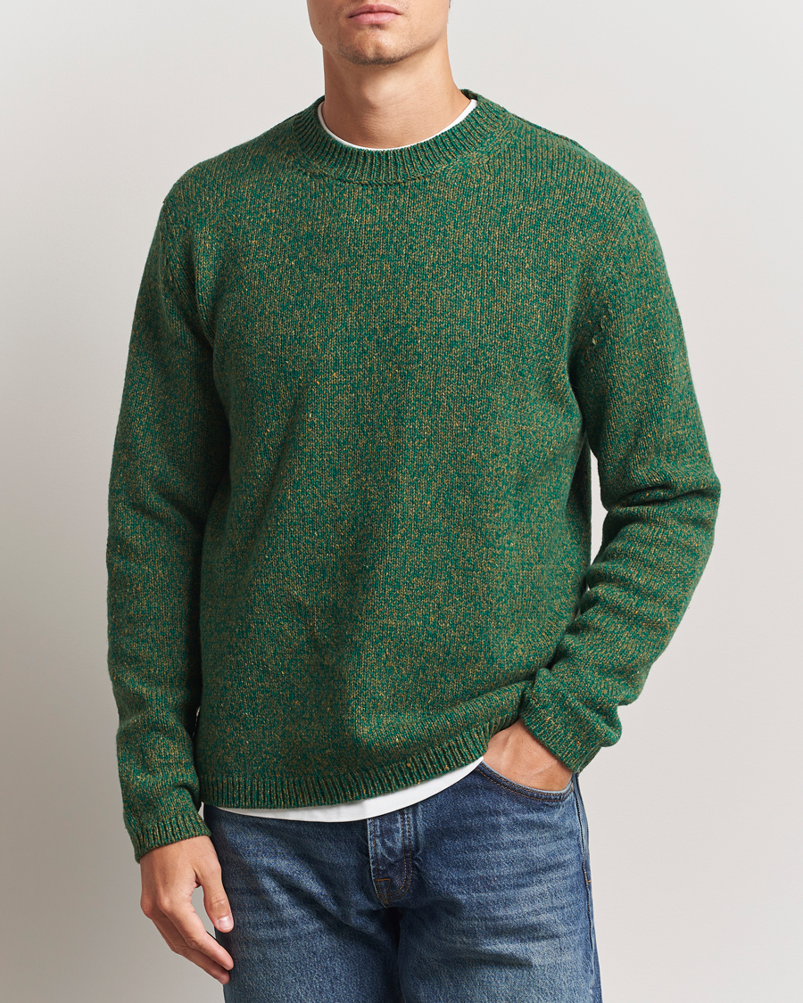 Massimo Alba Wool Mouline Sweater Green