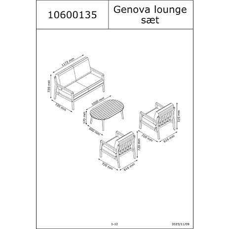 Genova loungesæt - akacietræ
