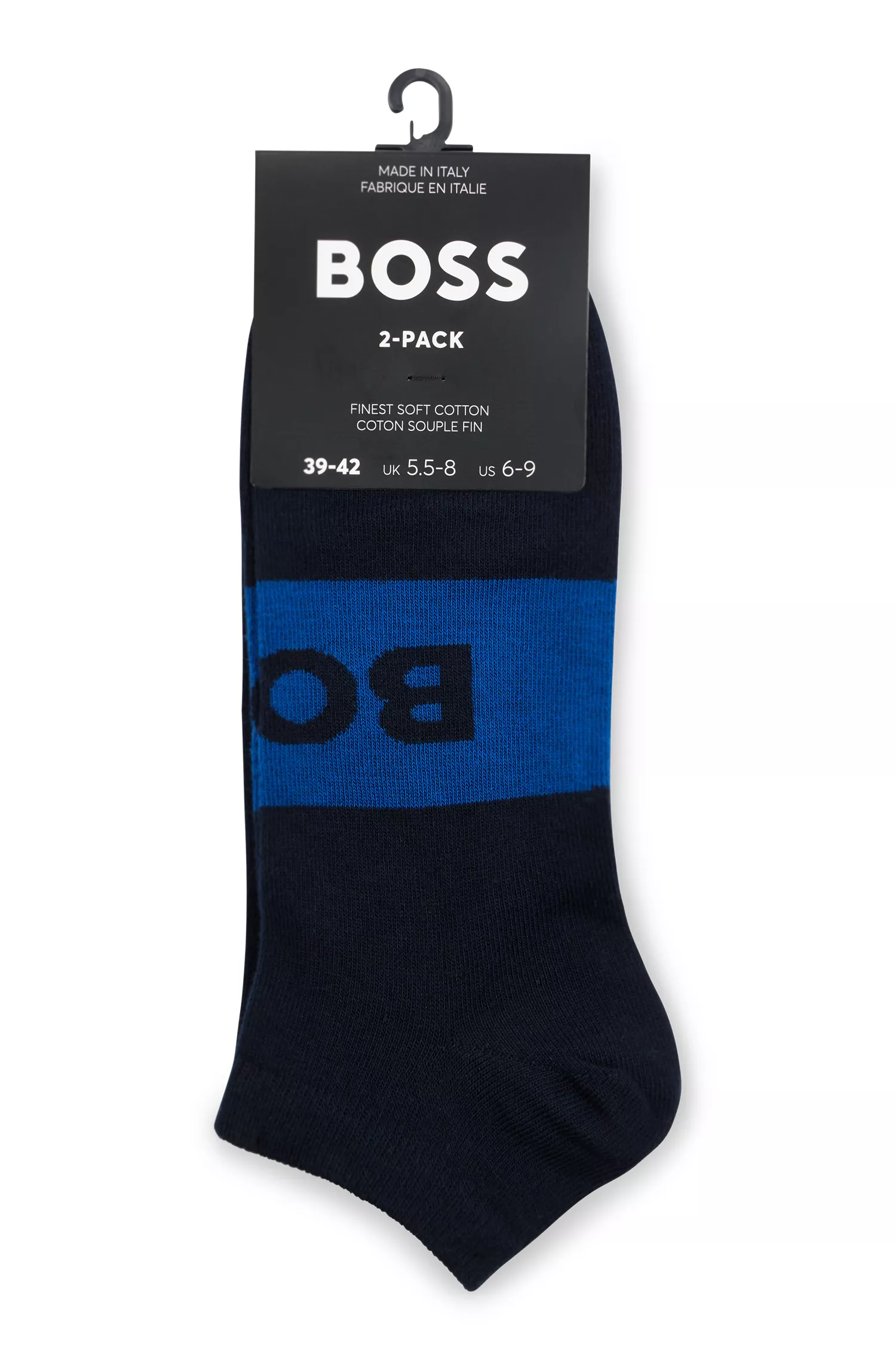 BOSS Black - Pacote com duas meias até o tornozelo em tecido elástico
