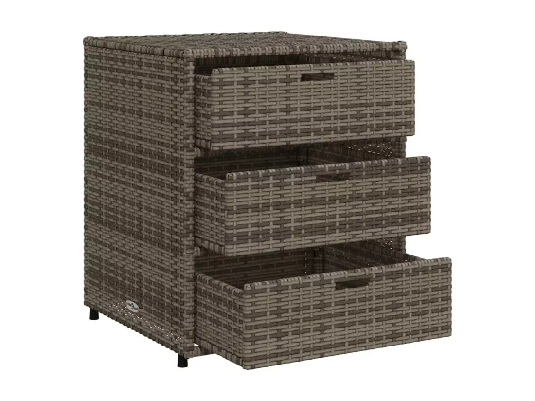 Armoire de rangement de jardin gris 55x59x69 cm résine tressée