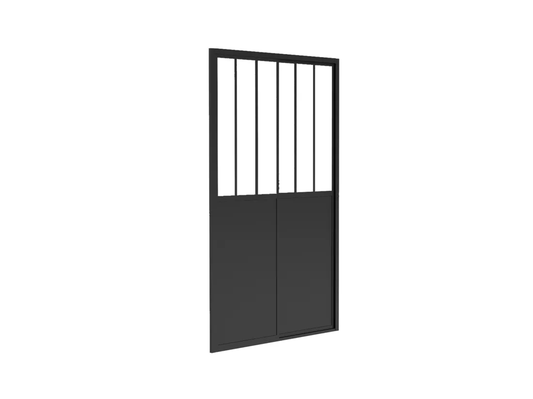 Porte de douche coulissante noir mat style atelier - 100 x 195 cm - URBANIK
