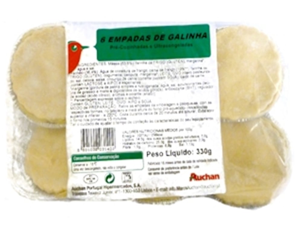 EMPADAS AUCHAN FRANGO 6UN 330G