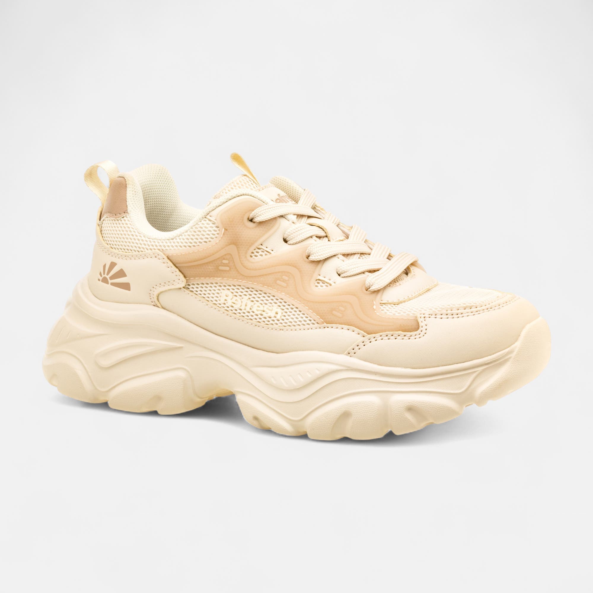 Baskets basses à talon compensé Femme beige