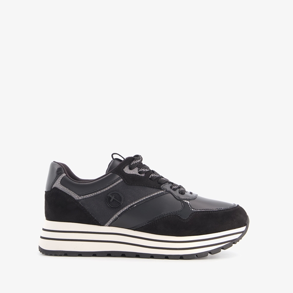 Tamaris leren dames sneakers met glitterdetails