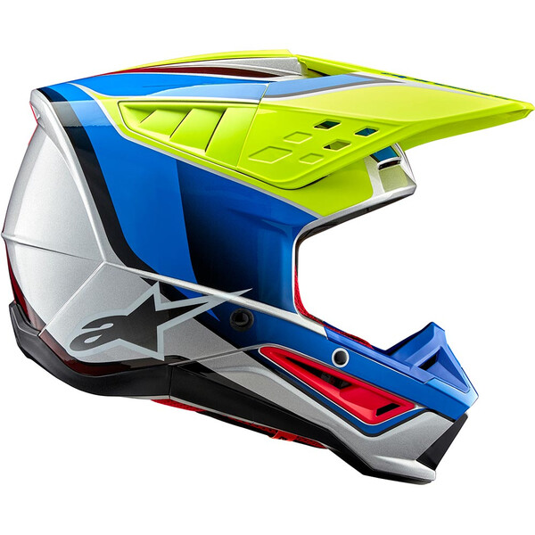 Alpinestars - Casque S-M5 Sail Bleu / Jaune fluo / Argent / Brillant