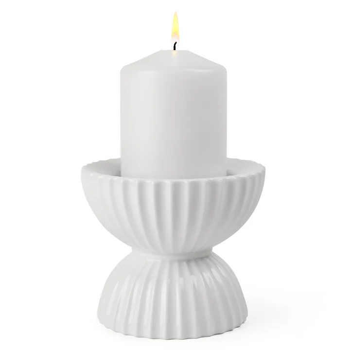 Lyngby Porcelæn - Lyngby Tura Teelichthalter, Ø 8 cm, weiss