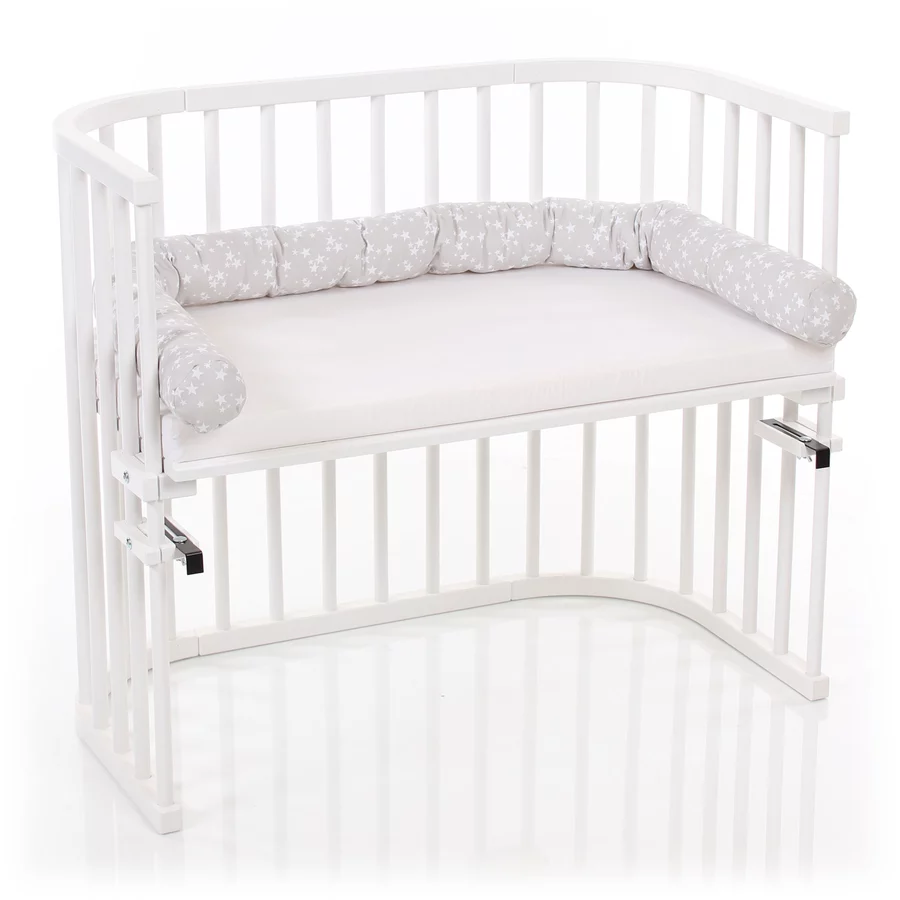 babybay Nestchenschlange Piqué perlgrau Sterne weiß