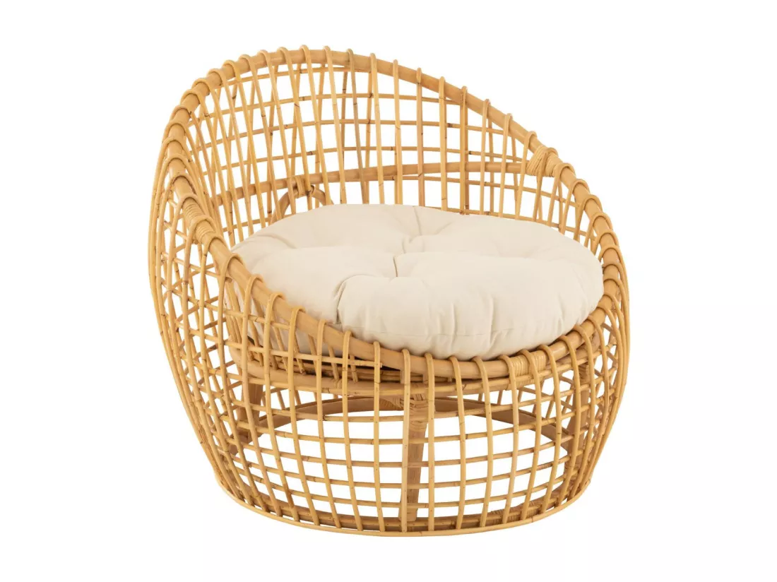Fauteuil en Rotin & Coussin 