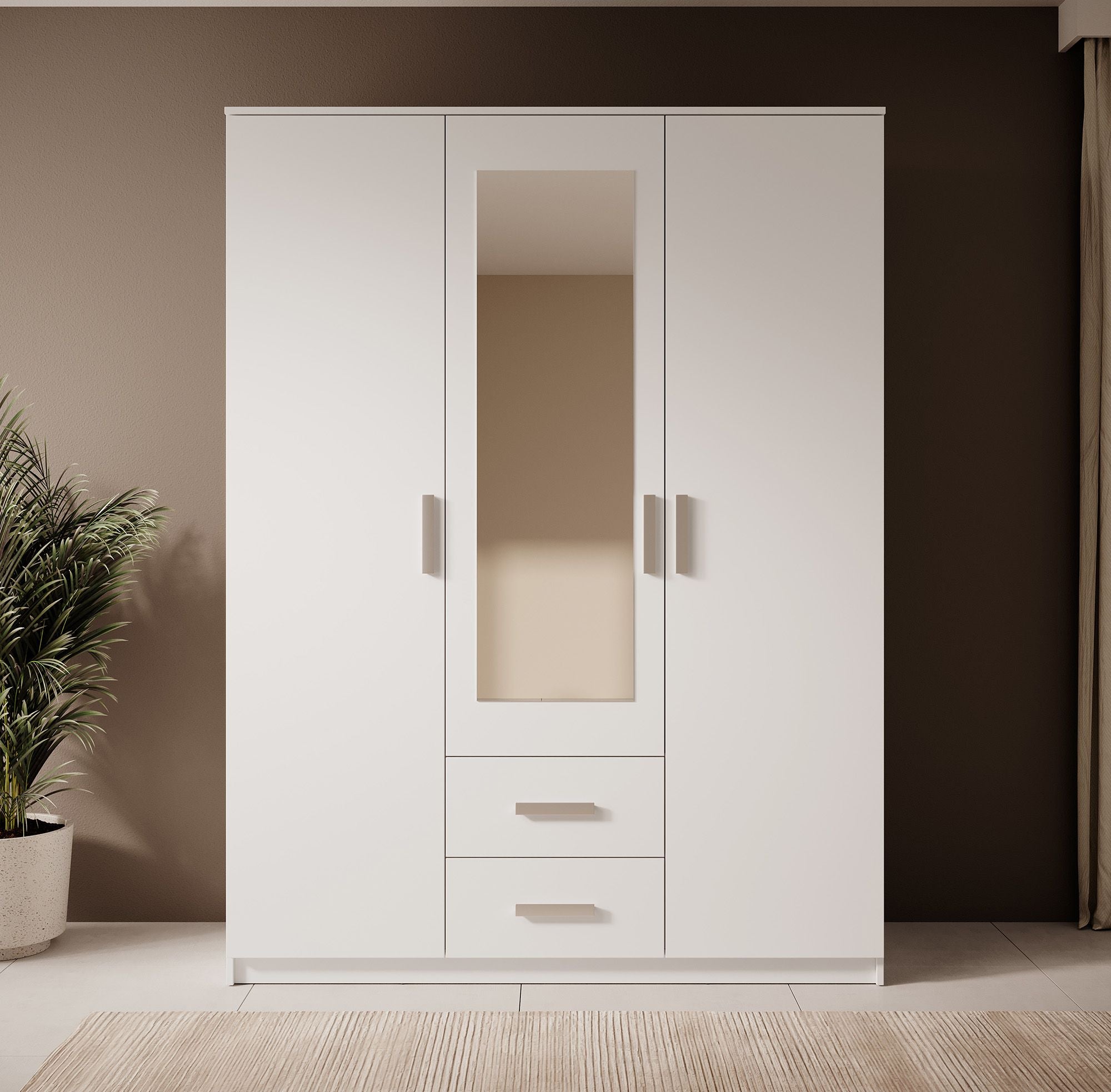 Tyko - Kledingkast 3-deurs - Wit - 150x58x200 cm