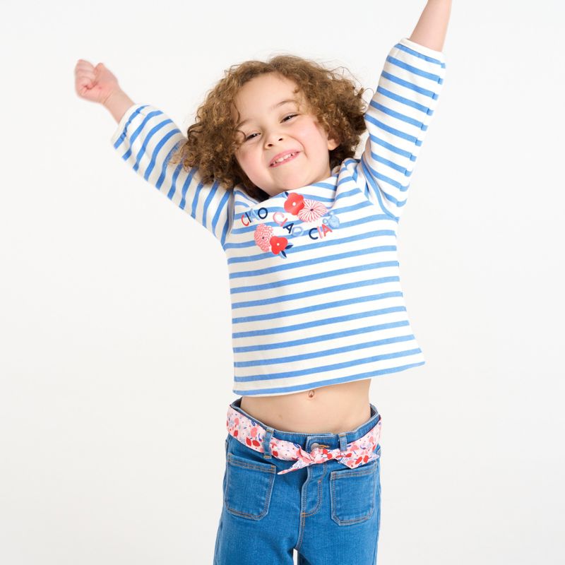 Sweat molleton brodé bleu bébé fille Bleu