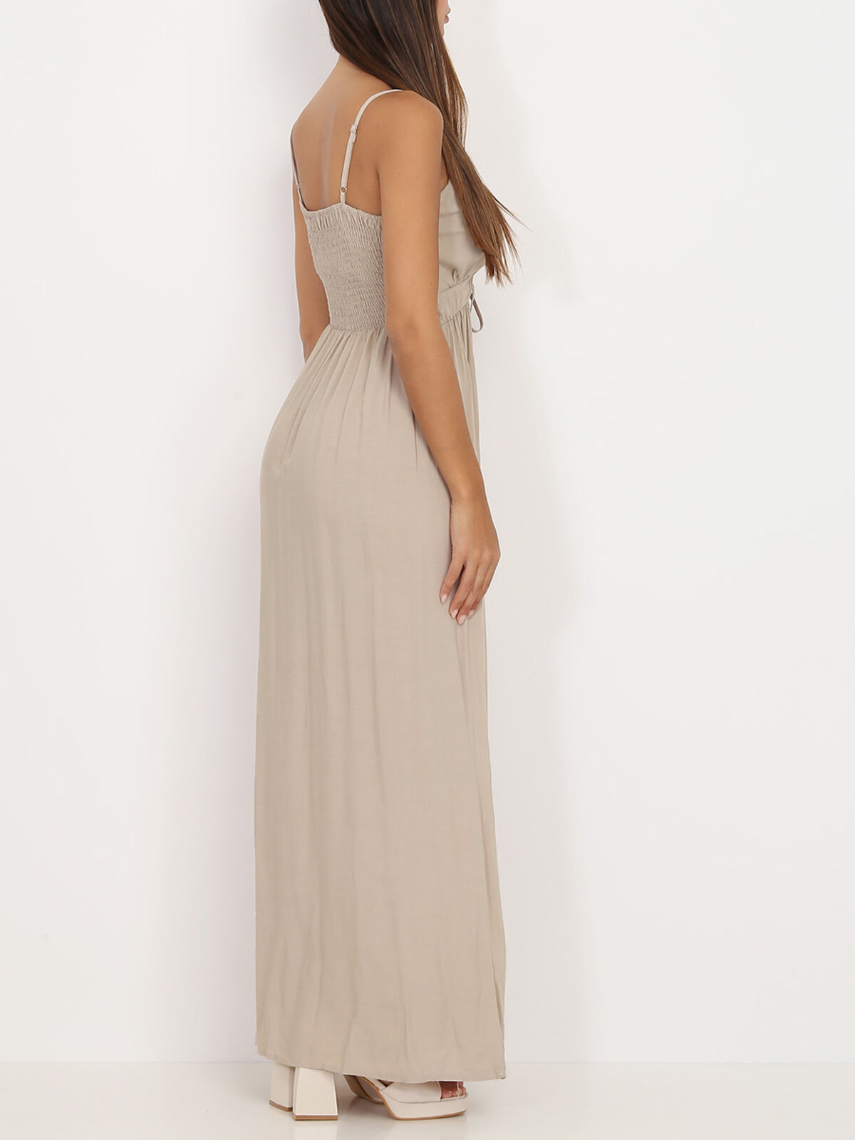 Robe longue cache coeur- Beige