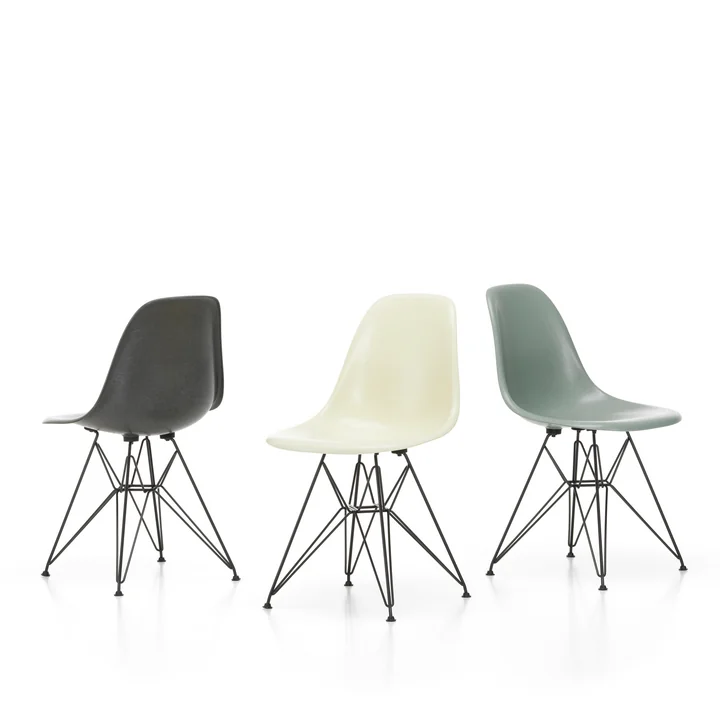 Vitra - Eames Fiberglass Side Chair DSR, basic dark / Eames raw umber (Filzgleiter basic dark)