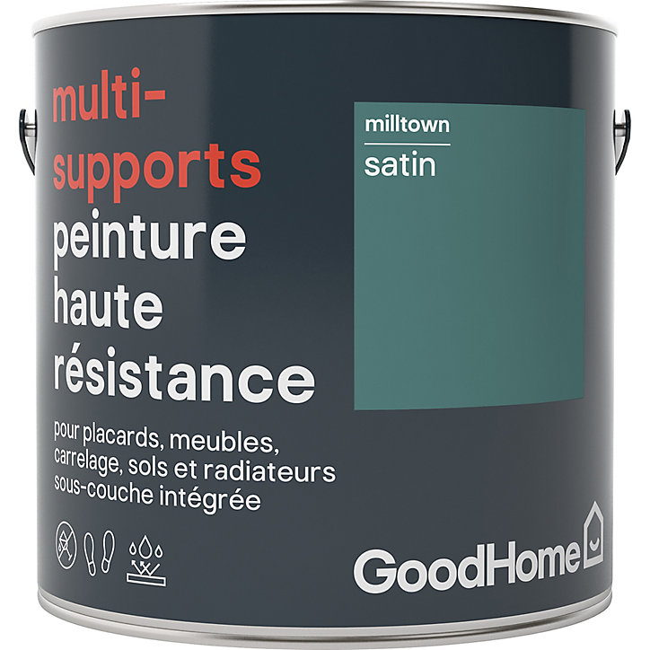 Peinture haute résistance multi-supports GoodHome vert Milltown satin 2L