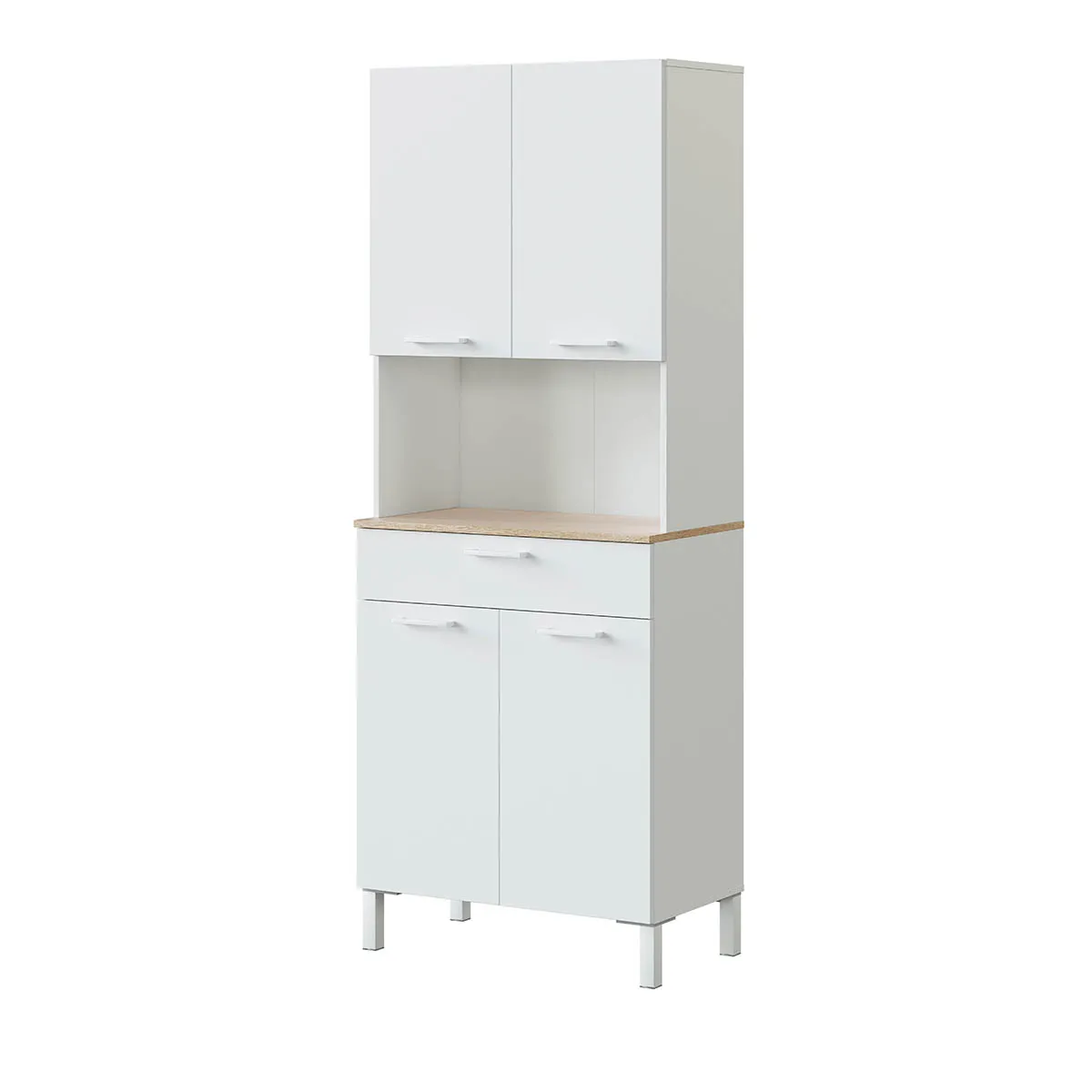pegane Buffet Meuble Cuisine 4 Portes Blanc