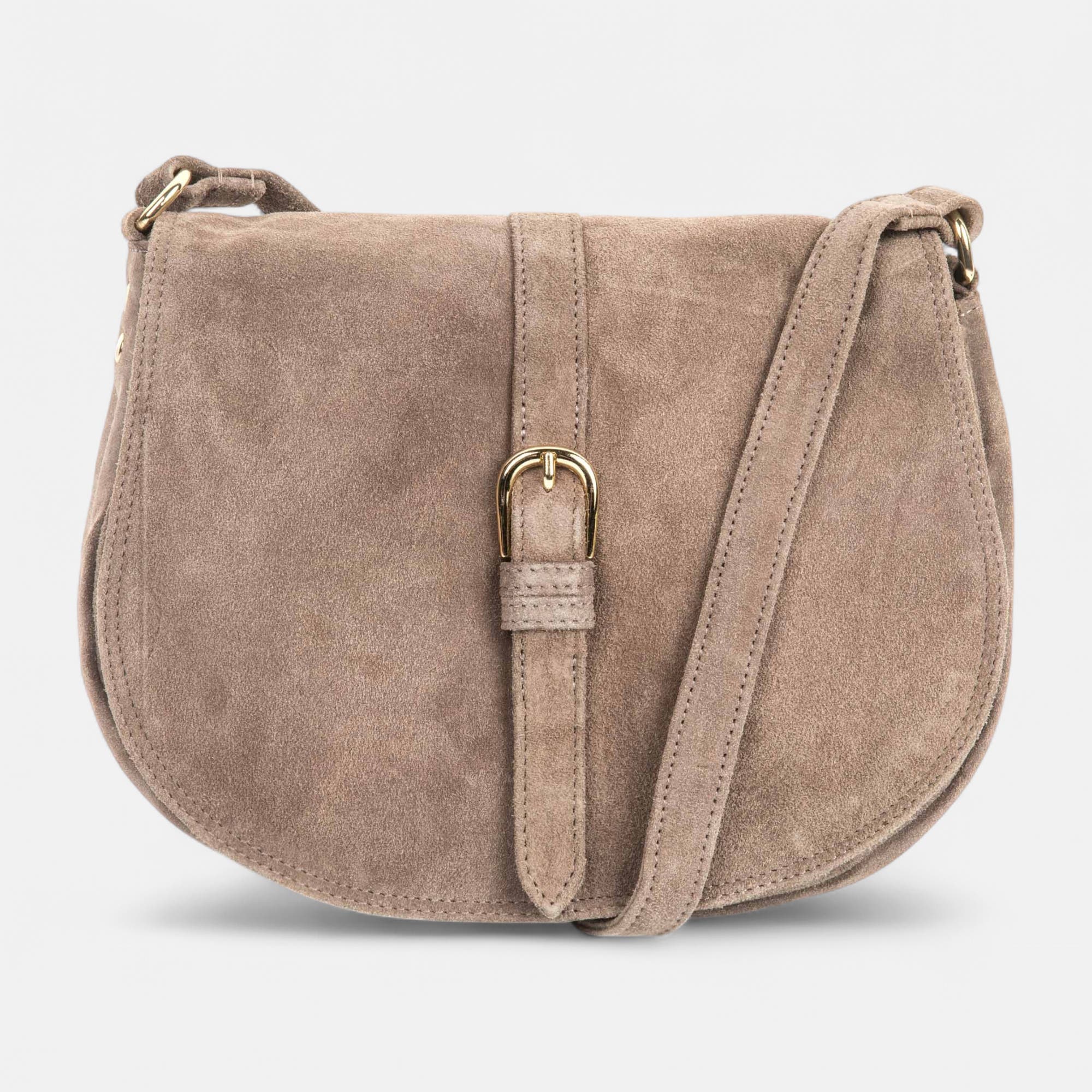 Sac bandoulière en cuir gris