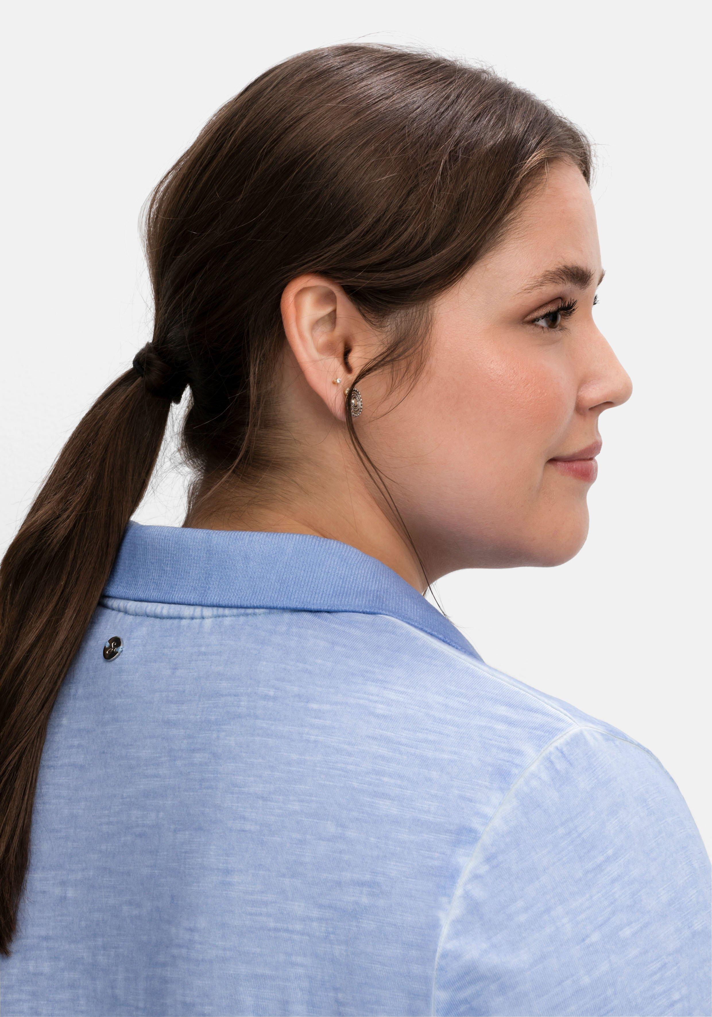 Shirt mit Polokragen, im Used-Look