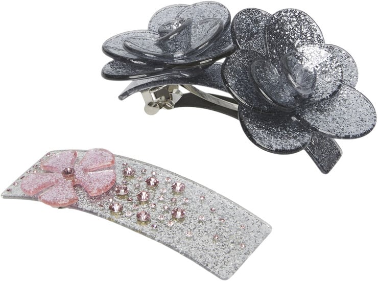 Pieces PCMARIE 2-PACK HAIRCLIP D2D Silver colour/multi