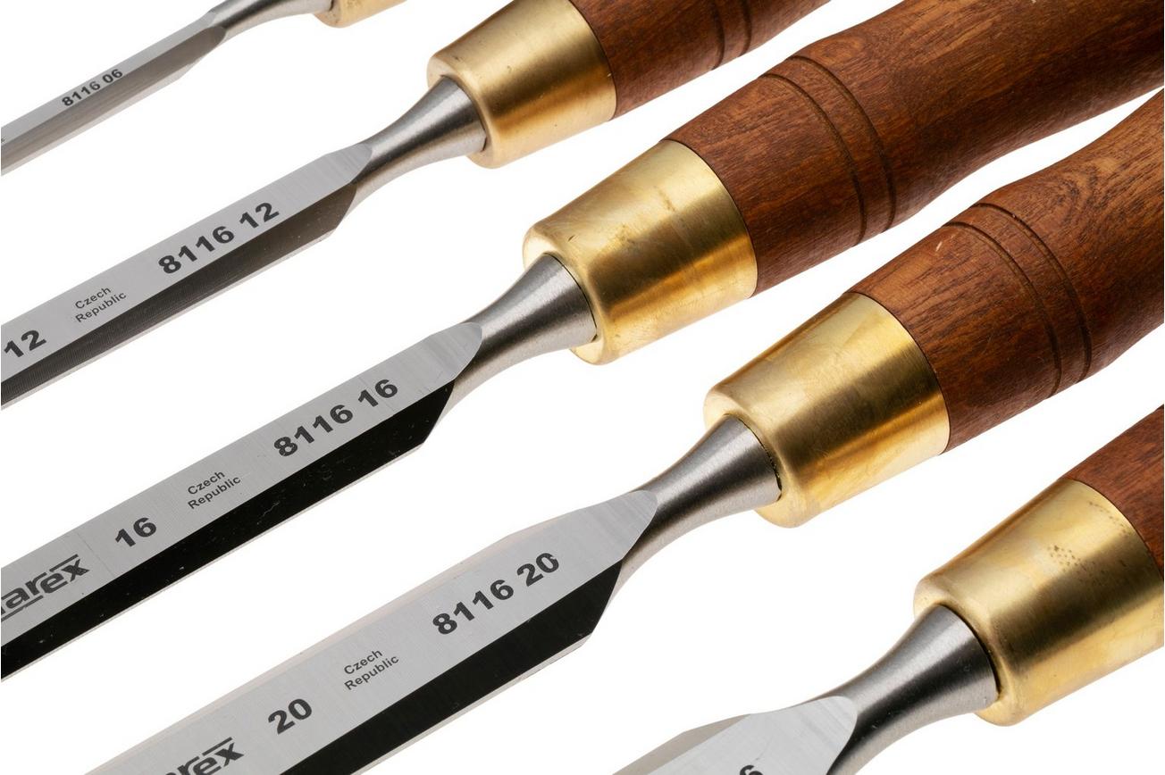 Narex Wood Line Plus Premium Bevel Edge Chisel Set 863821, beitelset 6-12-16-20-26 mm in gereedschapsrol, 5-delig