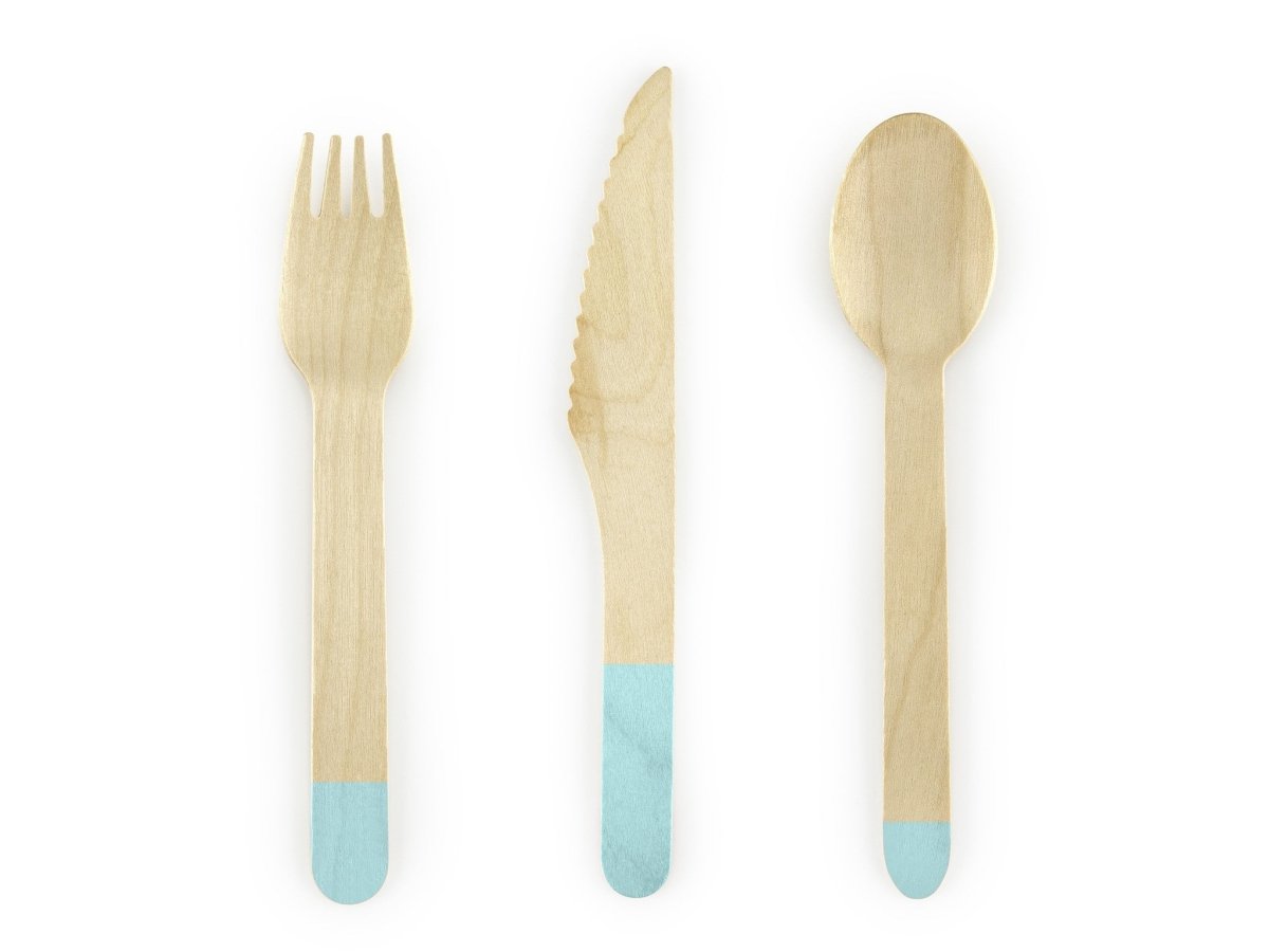 Houten Bestek Mintgroen 16cm 18 delig