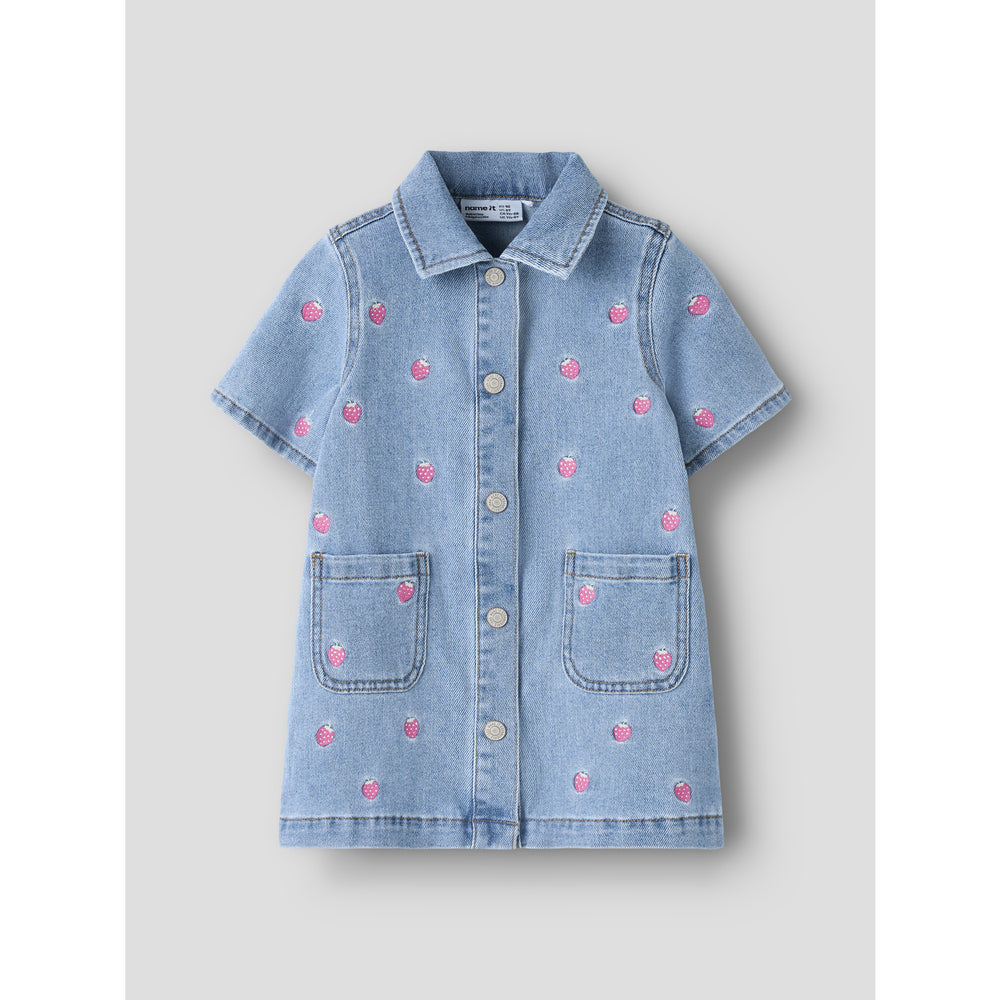 Køb Name It Light Blue Denim Starwberry Nmflaila Ss Emb Kjole 6202-Iz