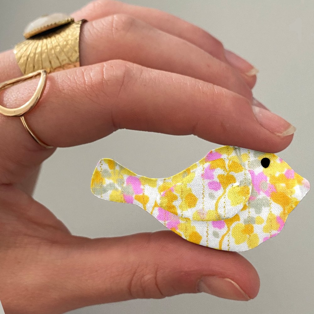 Barrette Mésange Mimosa Jaune Rose