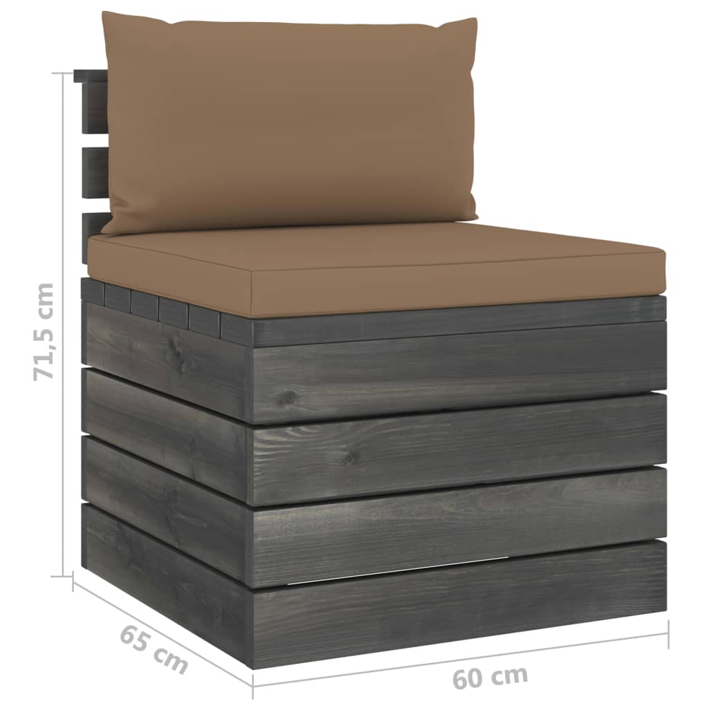 Salon de jardin palette meuble d'extérieur ensemble de mobilier 7 pièces avec coussins bois de pin massif