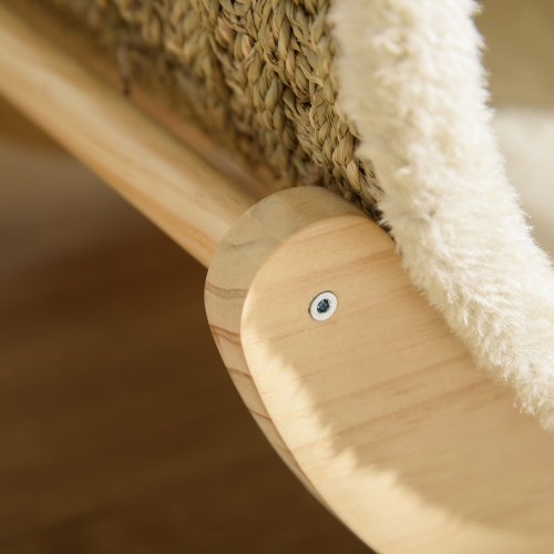 Cama elevada de madeira para gatos PawHut com toca