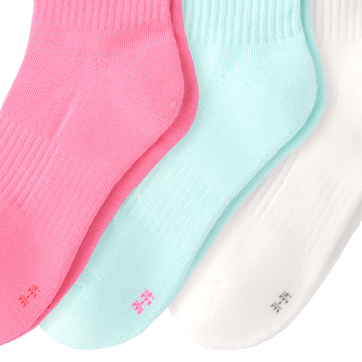 Famy 3 Paar Mädchen Socken mit bunten Motiven helltürkis / rosa / weiss
