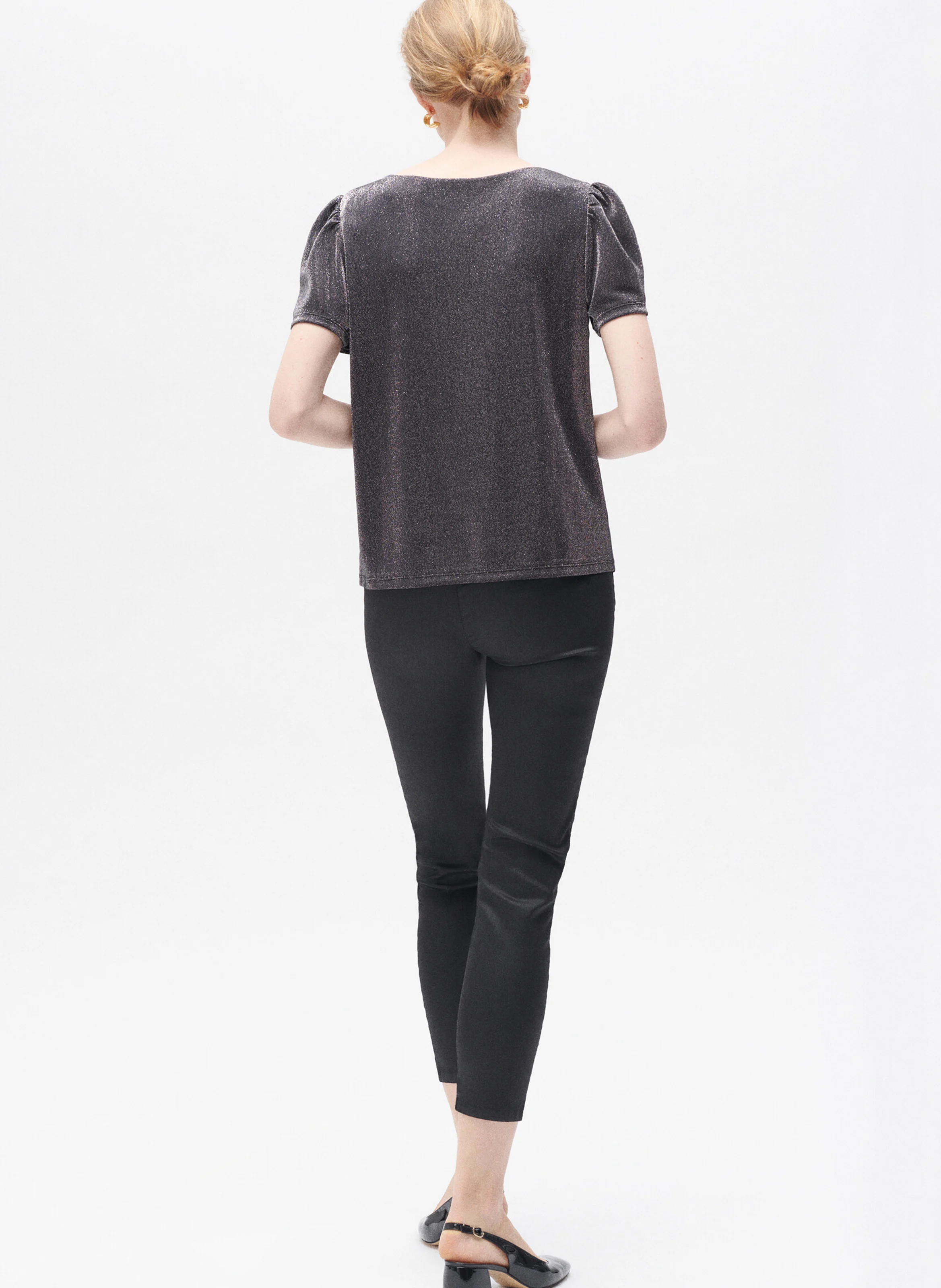 ALEXI - Tee-shirt col rond métallisé| Argent