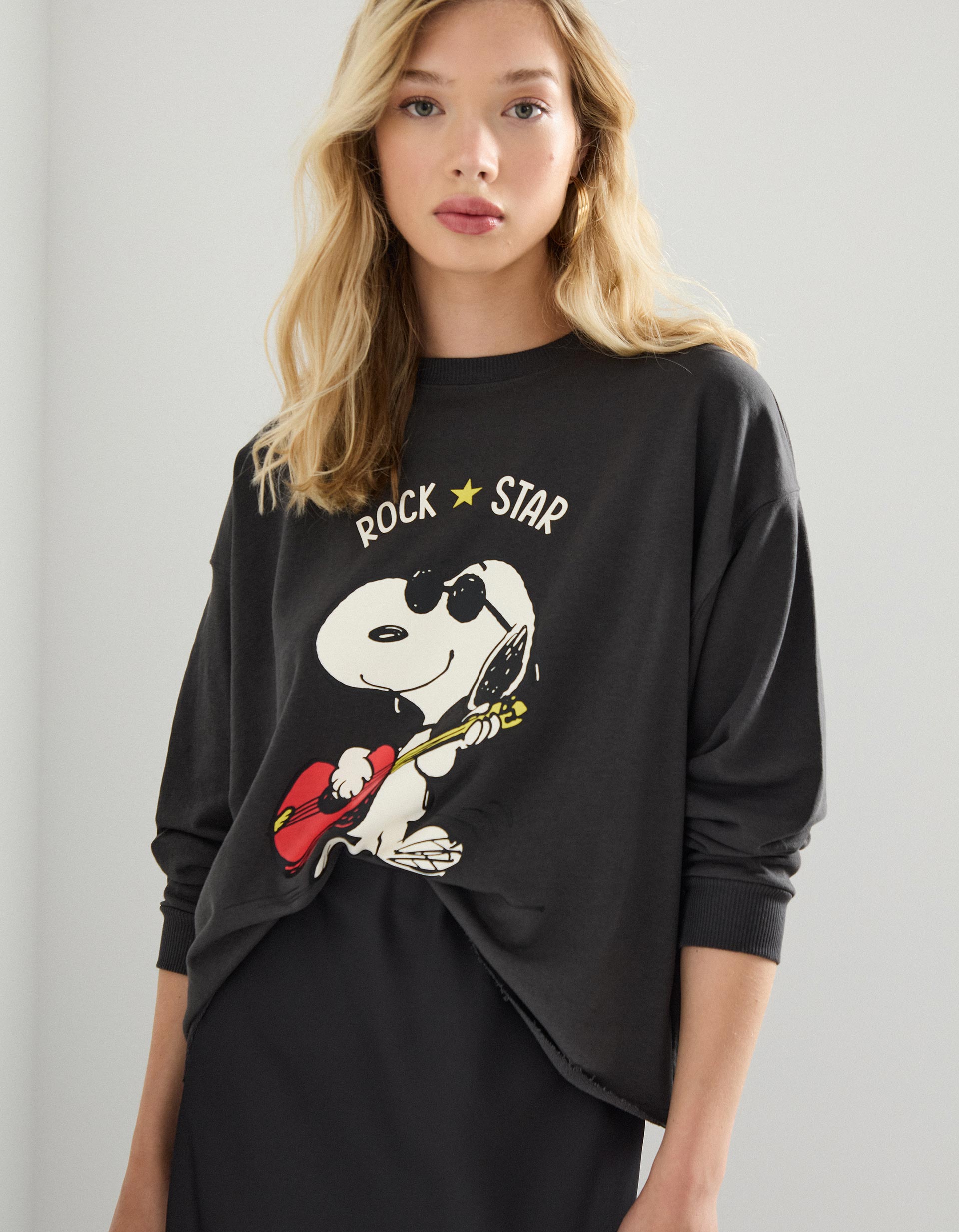 Sweatshirt 'Snoppy', Mulher, Cinzento Escuro