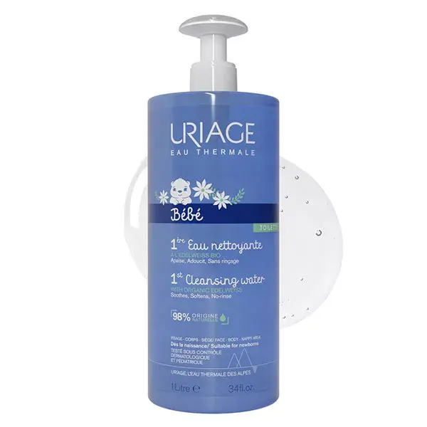 Uriage Bébé 1ère Eau Nettoyante Apaisante Visage Corps 1L
