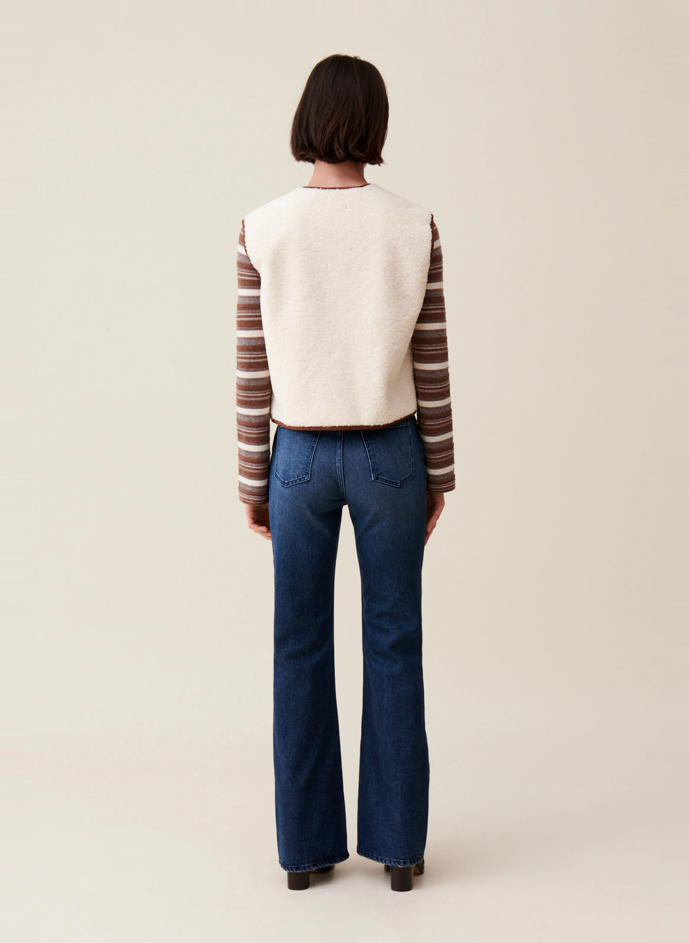 Veste effet fourrure sans manches | Beige