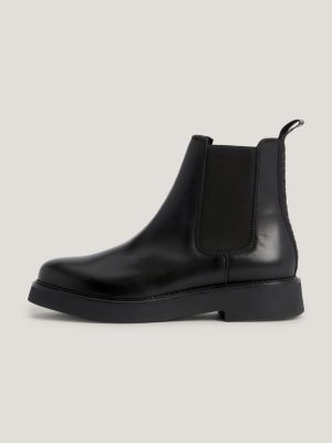 Botas Chelsea de couro com fita de logotipo repetida