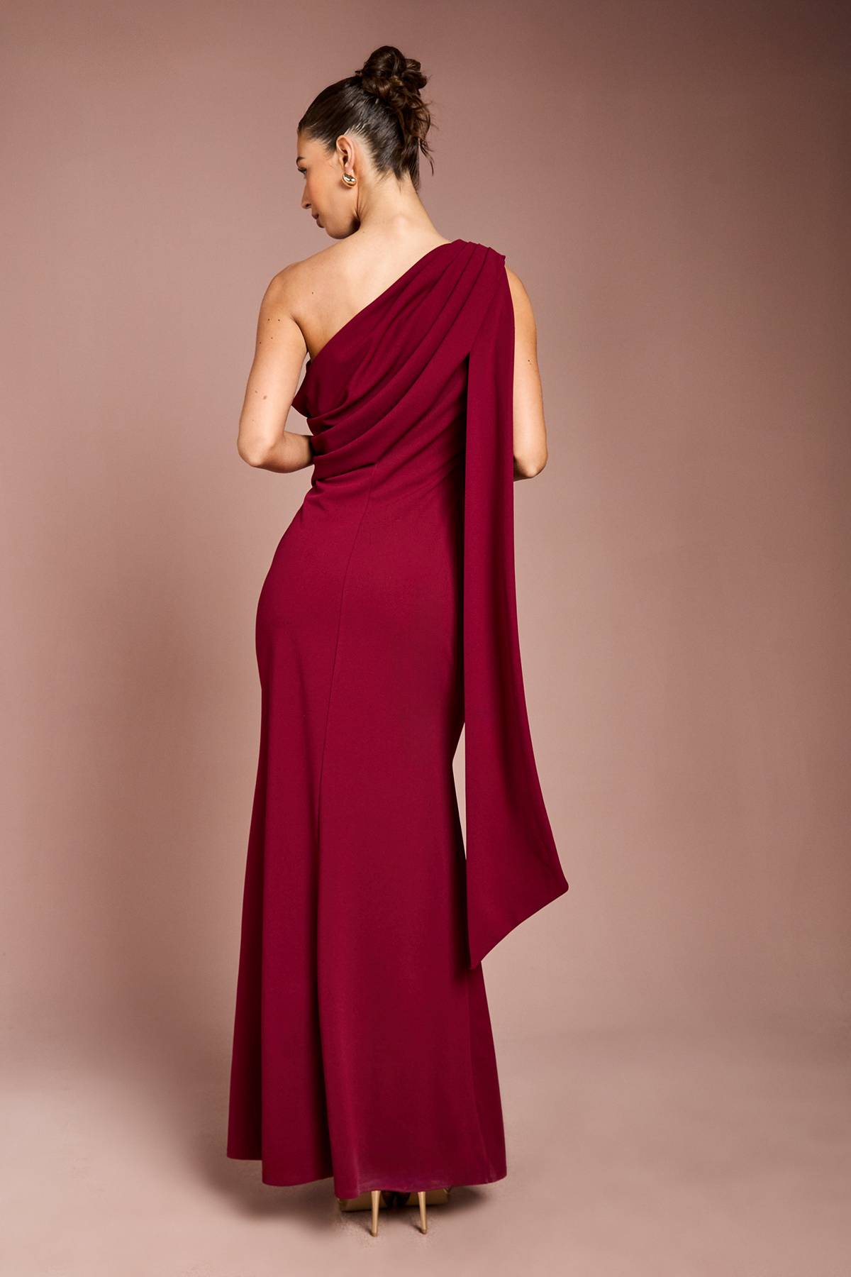 Coast Robe Maxi en Crêpe Extensible à Une Épaule