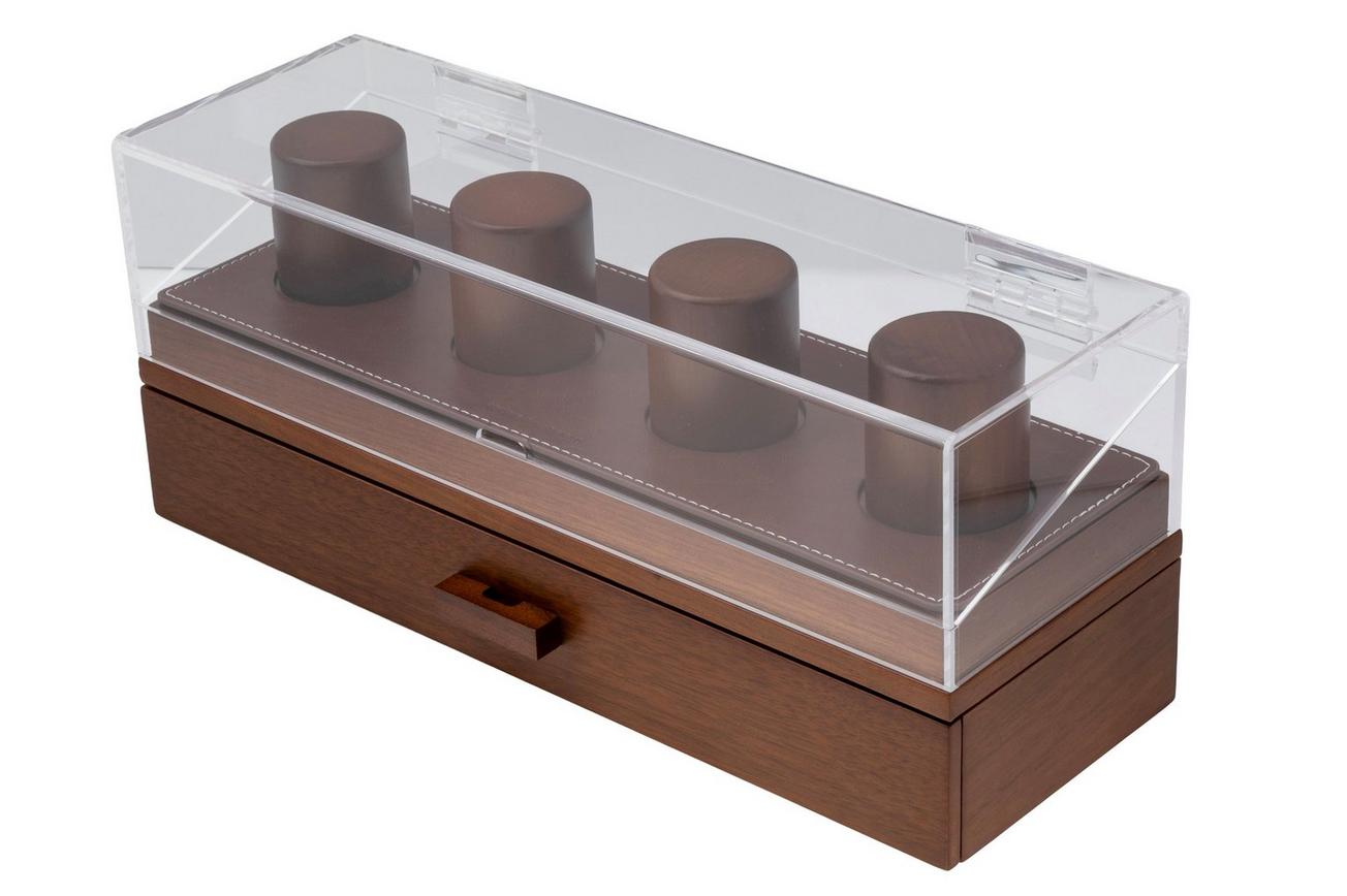 Holme & Hadfield Watch Deck Pro LP-Y09T-8KUM Walnut, horloge display voor 4 stuks