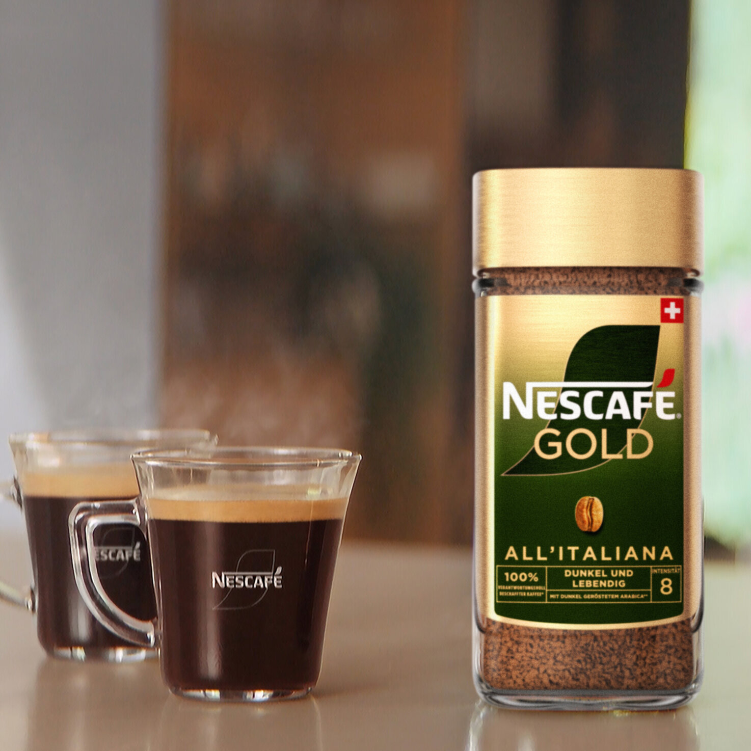 Nescafé Gold Instantkaffee all'italiana Glas