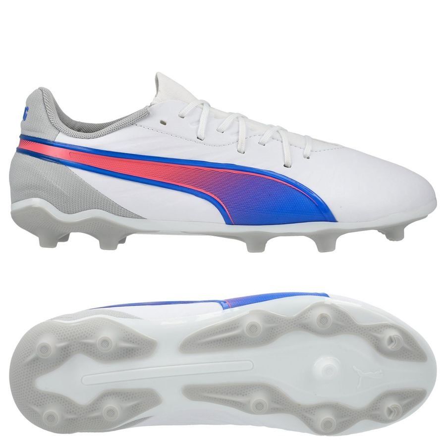 PUMA King Match FG/AG Formula - Blanc/Bleu/Flat Light Gray Enfant