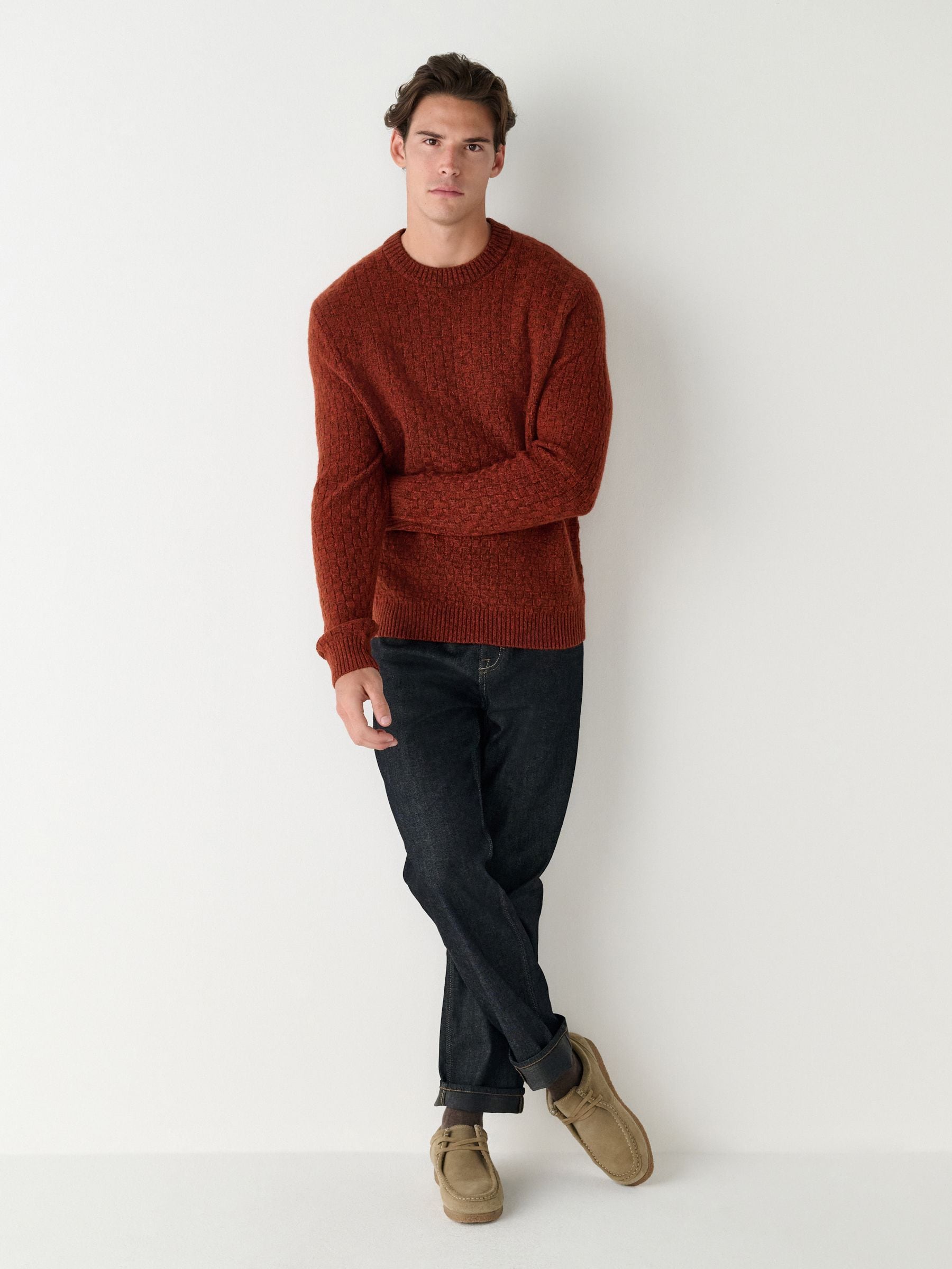 Roestrood - Regular Fit Textured Crew Neck Knitted Jumper