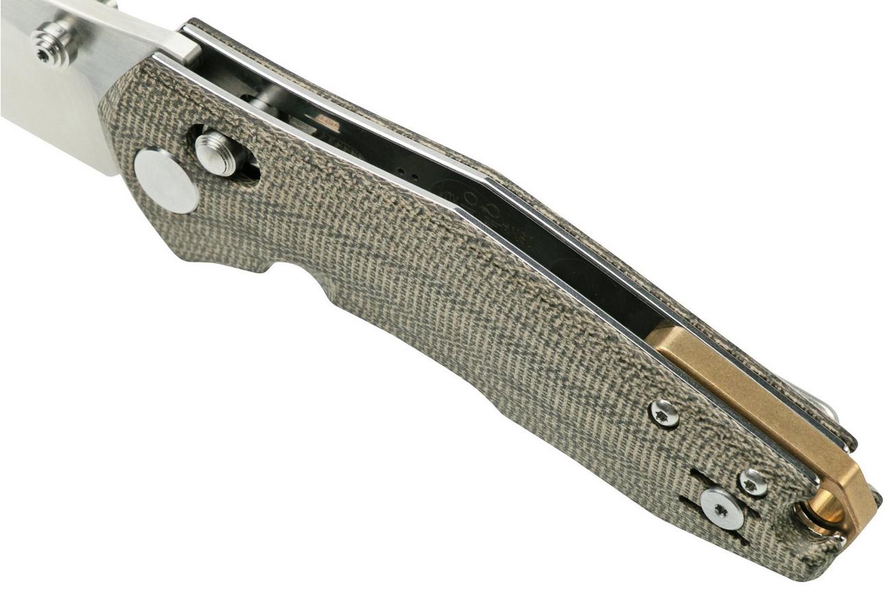 GiantMouse ACE Nazca Green Canvas Micarta zakmes, Ansø en Voxnaes design