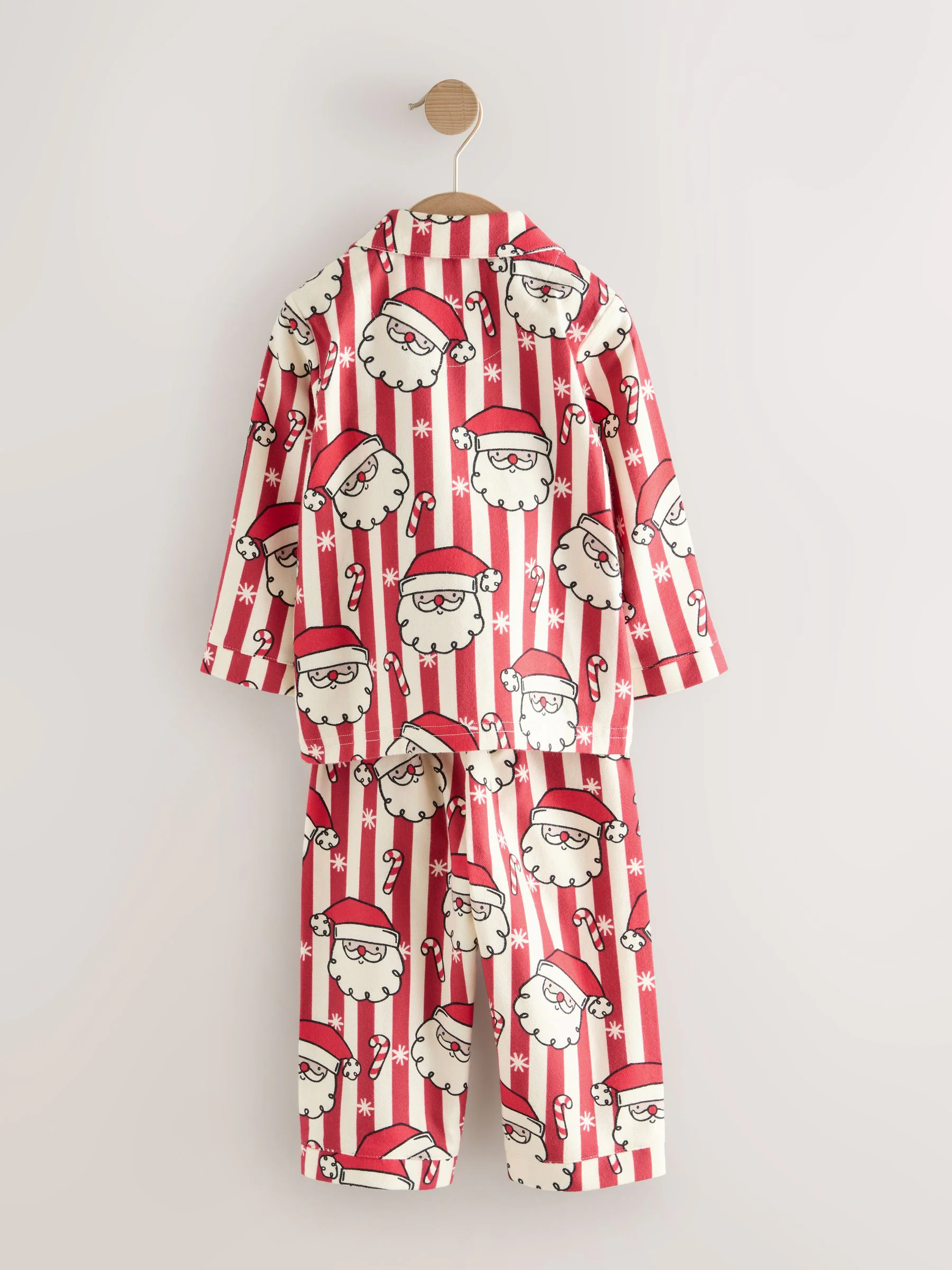 Rood/wit met kerstman - Enkele Kerstmis Knoopsluiting Pyjama's (9mnd-12jr)