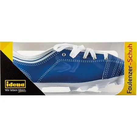 Idena Faulenzer Schüleretui in Schuhform mit Schnürsenkel blau/weiß