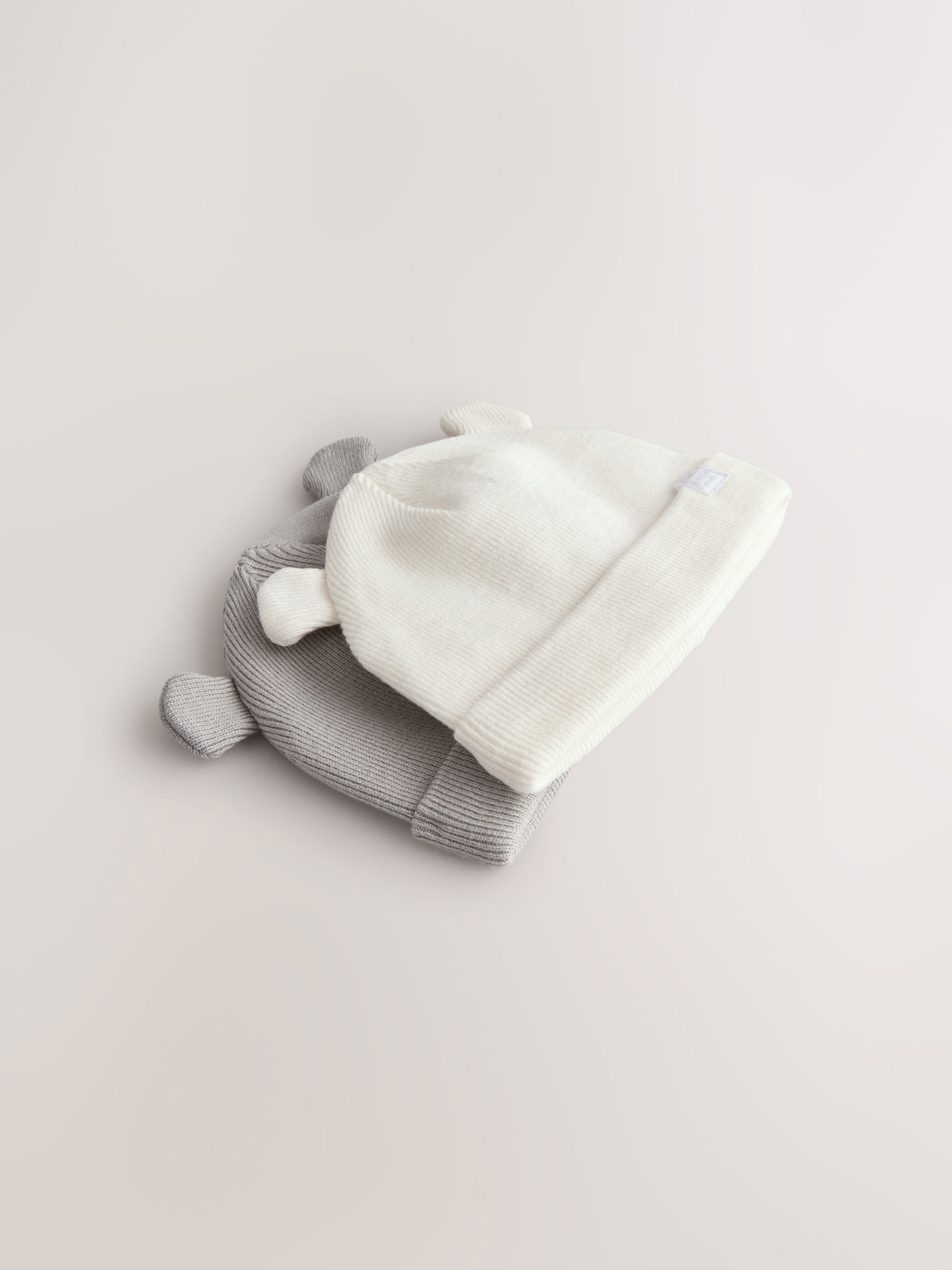 Grijs/wit - 2pack Rib Baby Muts