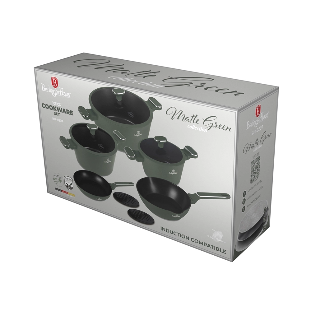 Berlinger Haus 10-teiliges Kochgeschirr-Set Matte Green Collection