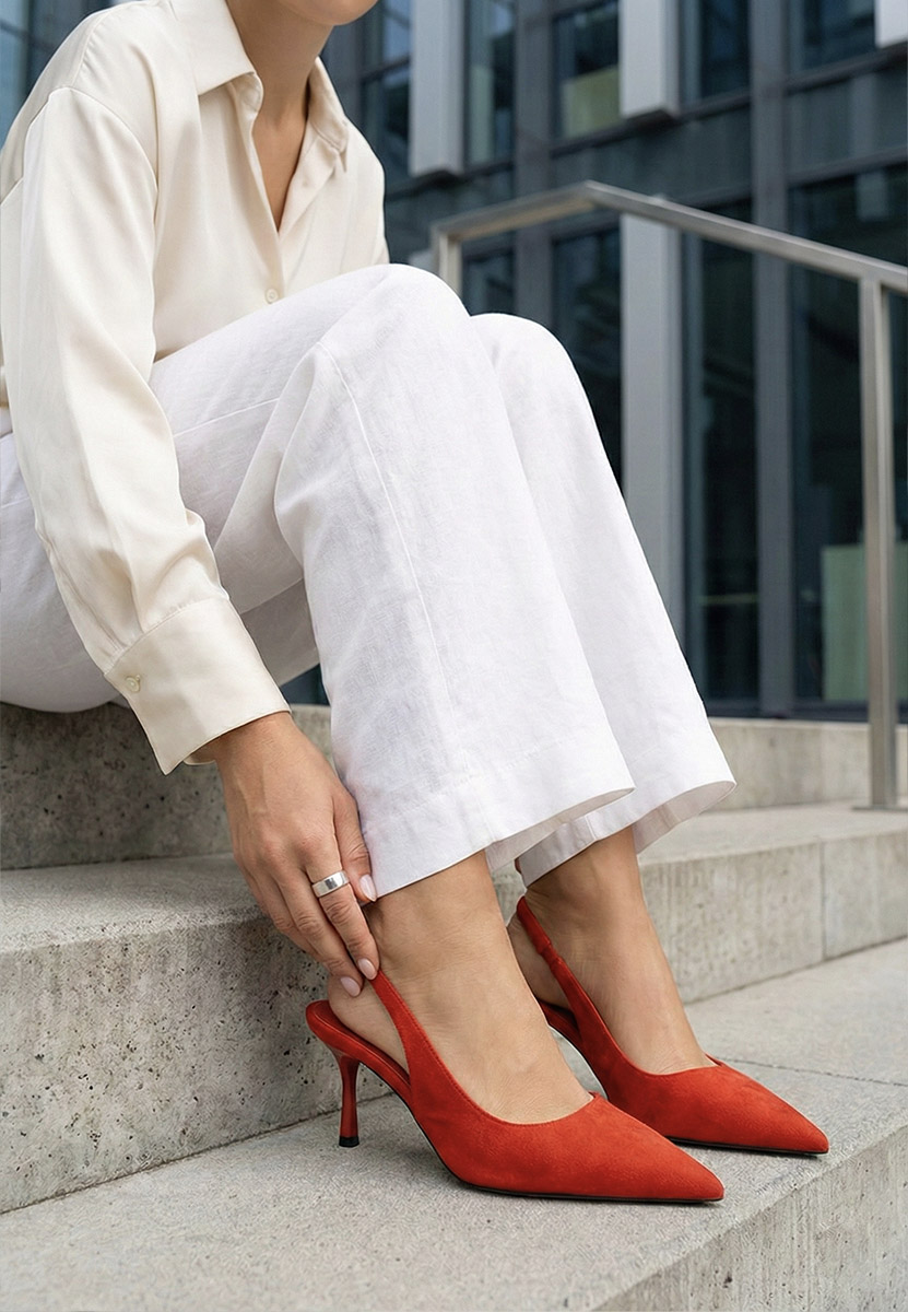 Chaussures stiletto slingback rouges Karila